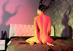 Maleficent Monika Foxxx conjured with a staff banging butt large dildos for hard anal