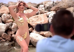 Bodacious MILF posing for sensual photo shoot outdoors