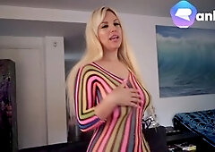 Busty bombshell Blondie Fesser demonstrates POV sex tape filming tutorial with her massive boobs