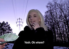 Hot blonde with small ass fucks hard in hotel room & takes a facial