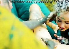 Tattooed Lesbo Toy Play Fingering and Cunt Licking