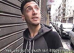 Paid latino sucks and jerks off cock