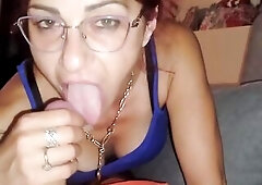 Ebony Rose gives a great quick oral pleasure and gets cum in her throat.