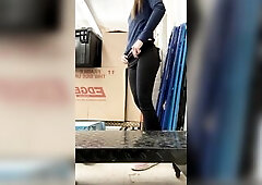 Mom shows her butt at work