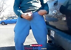 Big-Cock Daddy Stroking Outdoors