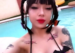 Close up teen foot worship