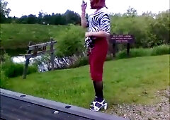 Tammy smoking and crossdressing in public