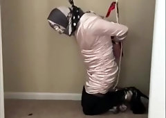 Self scarf restrain bondage Crossdresser