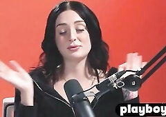 Large melons honey Charlotte Sins excitement posing for the Playboy and sexy masturbation