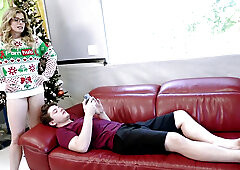 Step Mom Gives Up her Body Big Tits and Tight Pussy for Christmas - Cory Chase