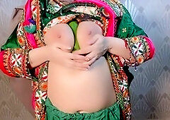 Wild pathan woman with a huge booty plays with a cucumber, slipping it in her ass and pussy