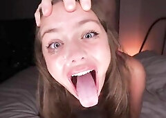 MOUTH DESTRUCTION! Sloppy oral job, spit play and facefucking!