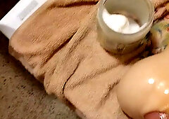 Monster white weenie 22CM! pummels girl (Pussy&Anal)LUBRICATED