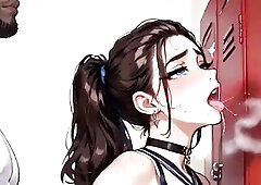 BBC tutor banged the butt of the youthful trans cheerleader in the locker room. Animation Manga Trans.