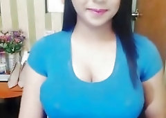 Busty shemale sucks her own monster dong on live webcams