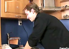 Cute plumber takes gay cock from behind