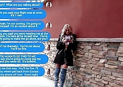 Two blonde trannies meet up after some texting to fuck