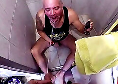 Lusty shemale dominates her man and pees in his mouth