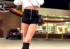PUBLIC Crossdresser PUSSY FUCK SUCTION CUP DILDO ON HOT