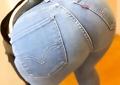 This babe looked so hot walking and bending over in her Levi's jeans, showing off that wet butt right near the camera. The close-ups of her booty