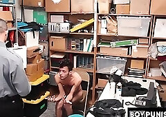 Young shoplifter sucking big cock of officers before raw fucking