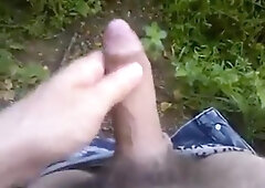 Huge uncut cock wanking outdoors 2