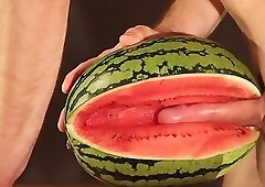 water melon cum - fucking a melon and cumming