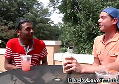 Ebony men spunk in three way