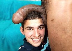 Castro Supreme stretching out Adam Swallows on the couch