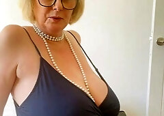 Hot blonde with big boobs solo