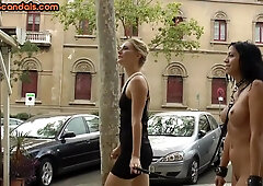 Real lezdom public discipline with mistress and sub