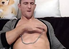 Nipple Clamped Sexy Muscle Slave