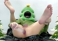 Merry Christmas lad have fun with fuck-a-thon plaything laying eggs