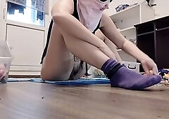 Hot furry damsel shows off her big ass and goes wild