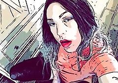 TS Julee Love Squirts Cum Comic Book Style