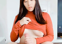 Japanese slut fucks a white tourist and got creampied by him