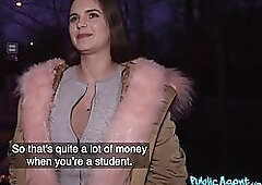 Busty, Czech brunette got cash from a horny stranger to suck his dick and make him cum