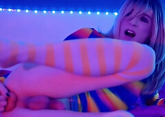 Neon t-model harsh rectal sesh with assfucking ejaculation