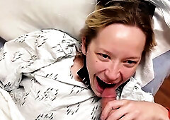 Amateur playgirl is sucking knob in the hospital whilst expecting for the surgery to begin