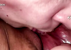 Lesbian babes have a fun a large love button twat