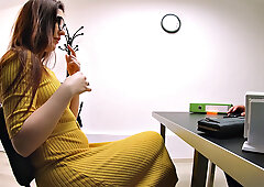 Check out this red-haired teen with glasses and small tits get down and dirty in POV casting couch action