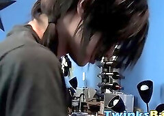 Tied up twinks spitroast bareback ball gaged threesome fuck