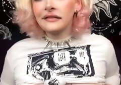 Teagan Tgirl Anal Masturbation With Dildo In Fishnet