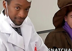 Halloween office interracial anal while needy boss watches