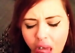 Amateur redhead girlfriend blowjob and anal with creampie