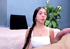Brunette amateur blowjob and cock riding to earn some cash