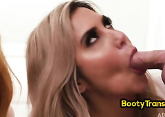 Busty Tranny smashed BFFs in group after lickingmuff