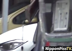 Japanese babes use the streets as their bathroom, and when they are discovered, they flee in terror.