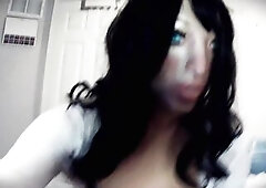 Midsummer Beauty P2! Rubber female masked Cutie plays with her rubber snatch and taut body!