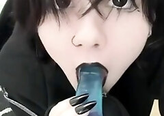 Avam Dildo Blowjob With Face Close Up